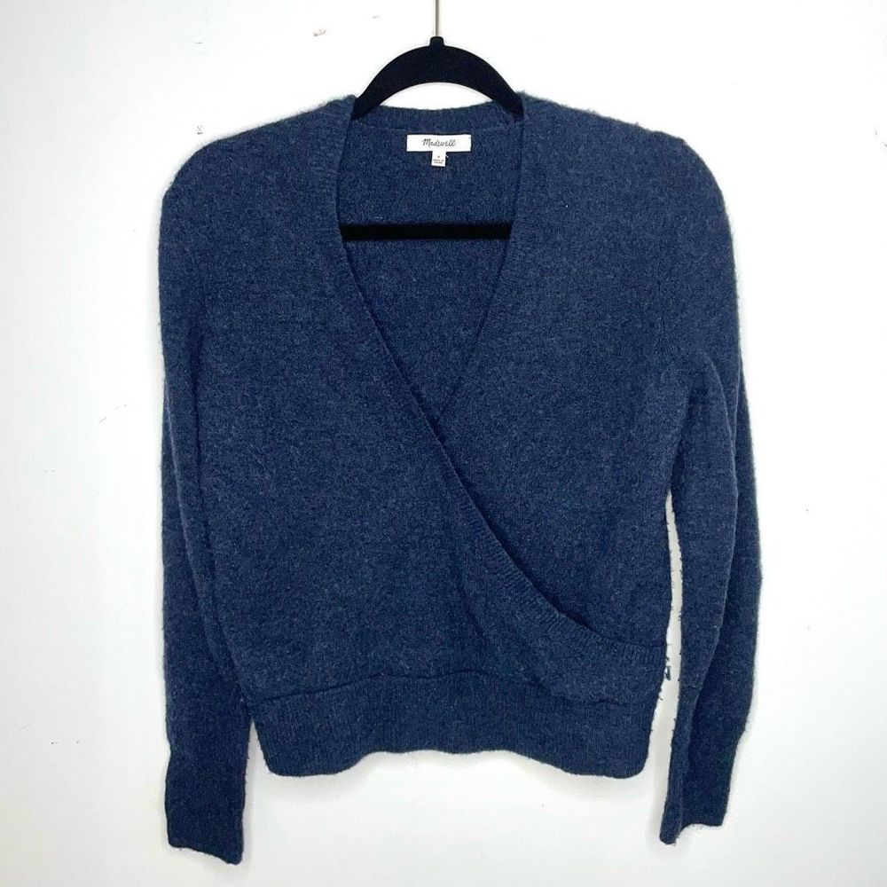 Madewell Navy Alpaca & Wool Blend Surplice Sweater - Small